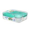 Пластиковый ланч-бокс бенто с емкостью для йогурта, для микроволновой печи, для морозильной камеры, штабелируемый, с легко закрывающимся зажимом, несколько отделений, бирюзовый