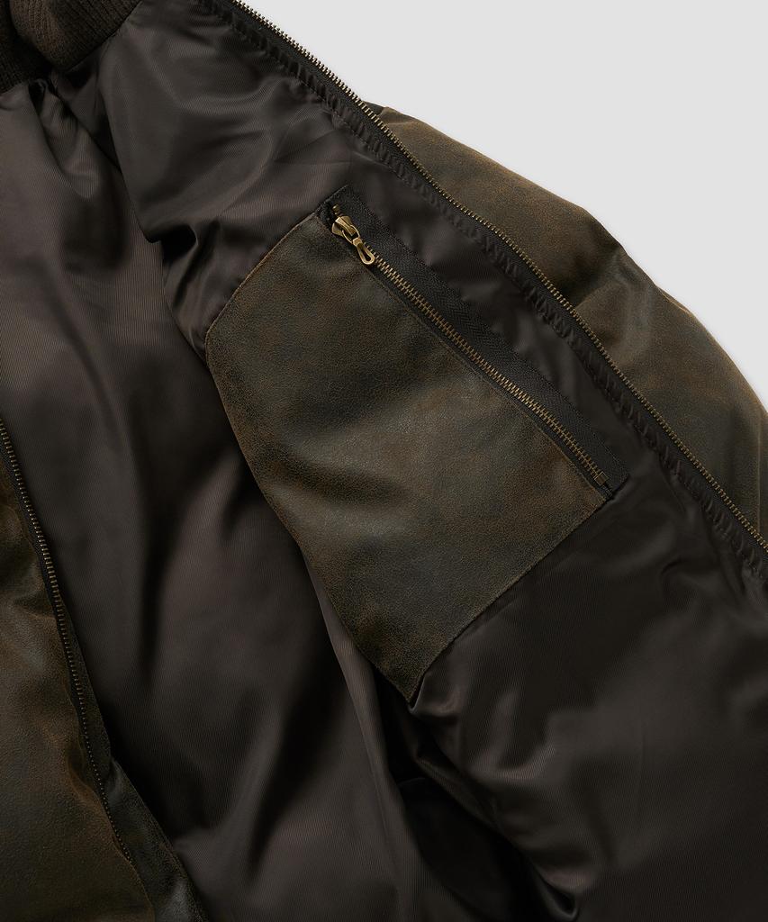 Pealp Vintage Faux Leather Padded Jacket 28(Brown)