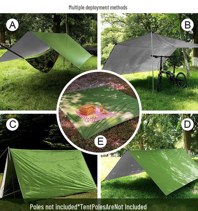 Square Canopy 3-4 Person Waterproof Sunshade Tent with UV Protection and Silver Coated Ground Sheet