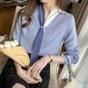 Women's Professional Shirt with A Retro Sense of Design Suit Collar Tie-up Chiffon Long Sleeves Stylish Inner Layering Base Shirt Top
