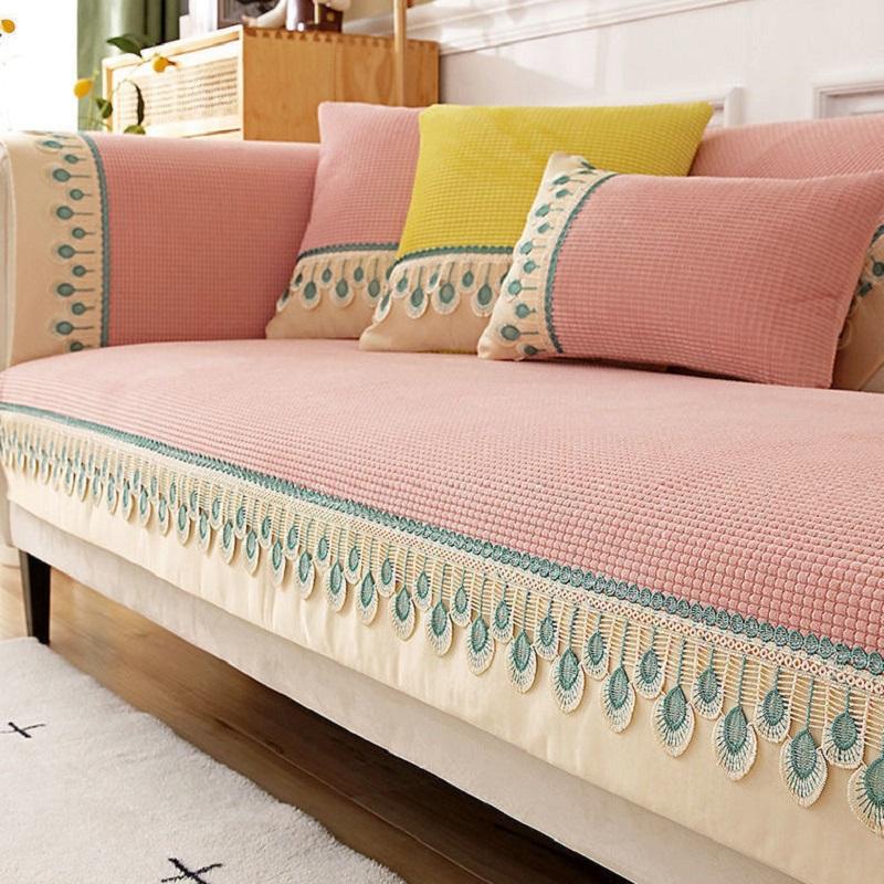 Флисовый чехол для дивана, нескользящая клетчатая подушка для дивана, высококачественная универсальная мебель для гостиной, пылезащитное полное покрытие