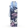 1PC Dark Purple Leaf Botanical Pattern Print 750ml Color Plastic Sports Water Bottle Leakproof Flip Straw Lid Suitable for Sports Office Home Use
