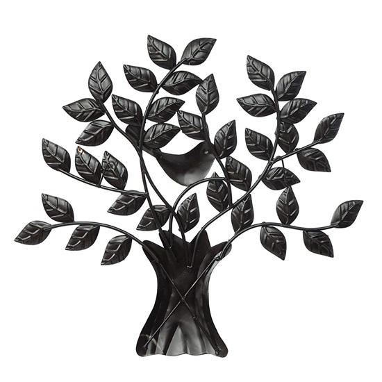 76 Cm Bird Sitting On Tree Wrought Iron Metal Hand Made Colourful Design Wall Hanging