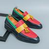 Small Leather Shoes Pointed Casual Shoes One Pedal Leather Shoes Men's Foreign Trade Large Size Men's Fashion Color Matching Loafers Men's