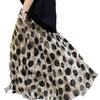Women Flared Skirt Polka Dot Long Skirt High Waist Plus Size Ruched Draped A-line Skirts for Girls
