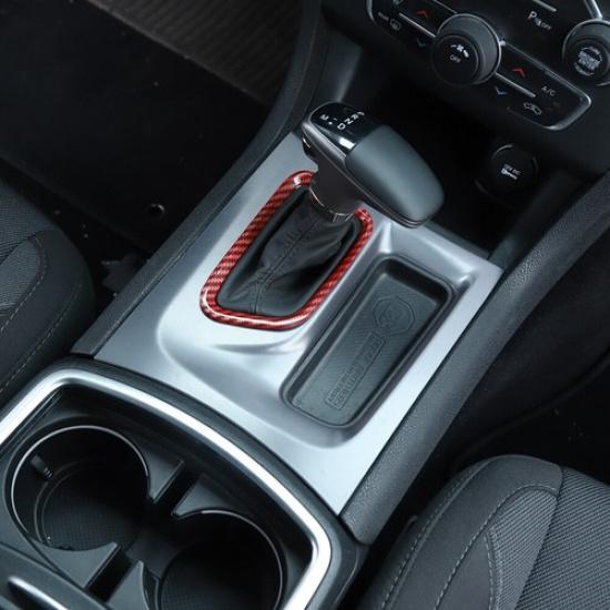Central Gear Shifter Frame Trim Cover Bezel for Dodge Charger 2015-23 Red Carbon