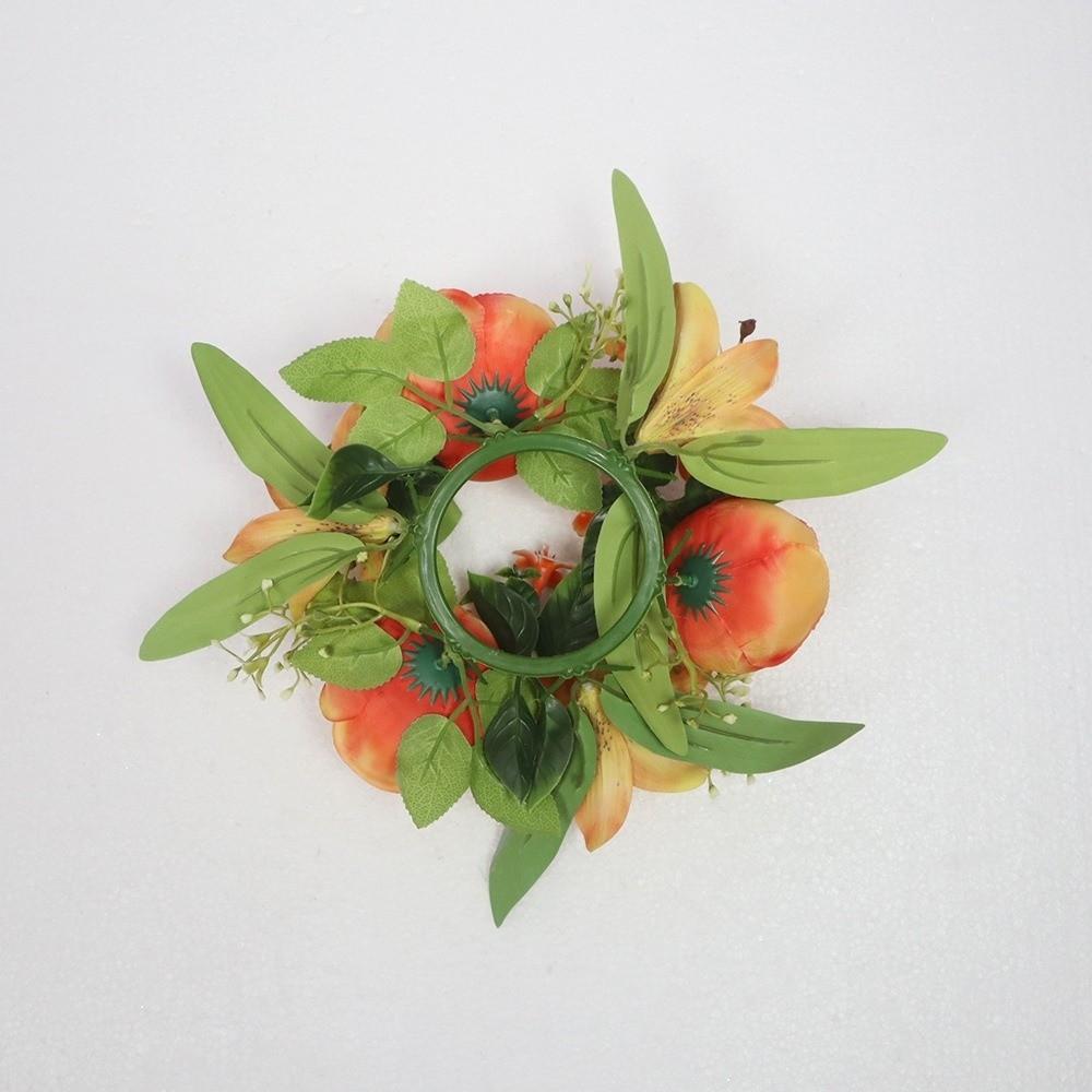 Artificial Flowers Candle Ring Simulated Mini Wreath Candlestick Wreath  Wedding Party Decoration
