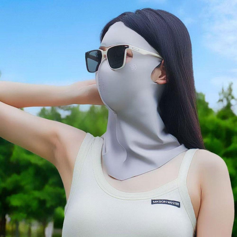 Ice Silk Sun Protection Mask Full Face Sunshade Face Mask New Anti-UV Neck Scarf Summer
