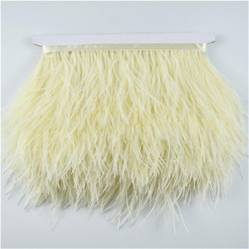 10Meters Colored Ostrich Feathers On Ribbon Trim 8-10Cm Skirt Fringe On Tape Ostrich Feather Trims Sewing Trimmings Decoration