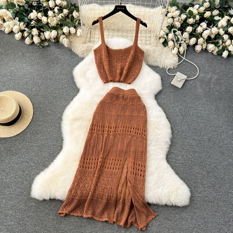 Early Spring Wear Suit Cut Out Split Skirt Suspenders