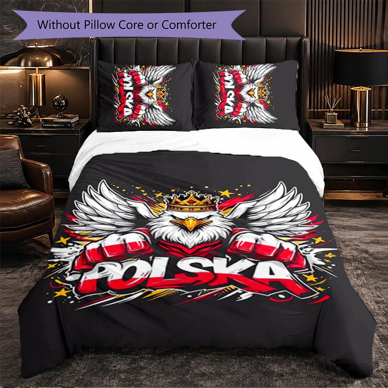 Poland 3 Piece Bedding Set Soft Duvet Cover Set with Pillowcases Printed Bedroom Decor Set for Home