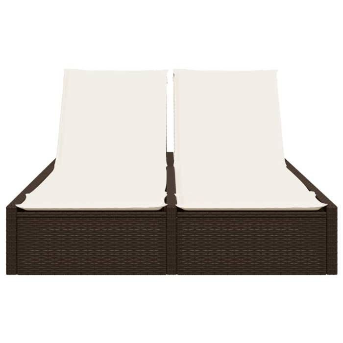 VidaXL Chaise longue double avec coussins marron résine tressée 368629