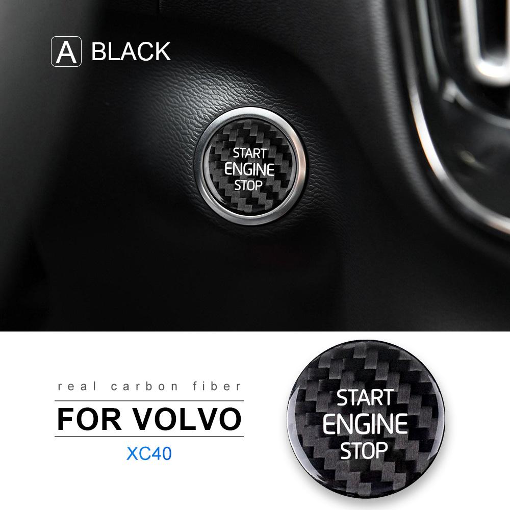 Carbon Fiber Engine Start Button Sticker for Volvo XC40 Interior Ignition Cover Decal