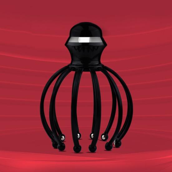 Массажер для головы Octopus с 12 клешнями, 2 режима массажа, эргономичный дизайн, USB-зарядка, беспроводное устройство для массажа кожи головы