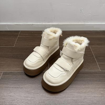 Средний каблук, плоские ботинки для снега, ботильоны с круглым носком, зимняя женская обувь, горячая распродажа 2024 года, однотонные, лаконичные женские ботинки Botas