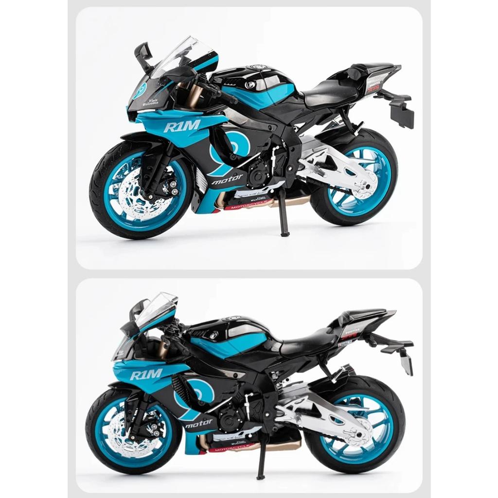 1/9 Yamaha YZF-R1M Сплав Спортивный Мотоцикл Металлические Литые Модели Уличный Гоночный Мотоцикл Модель Высокая Симуляция Звук и Свет Детские Игрушки Подарок