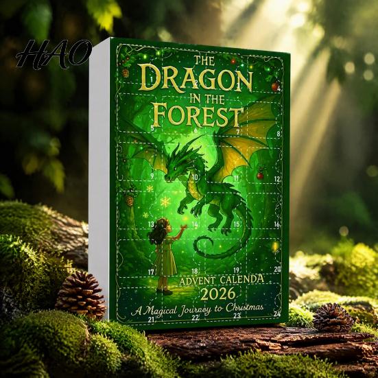 Creative Christmas Gifts Forest Dragon Advent Calendar, 24 Day Countdown Box with Themed Party Favors Acrylic Ornaments, Festive Tree Hanging