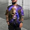 Men's T-shirt Summer Fashion Skull Theme 3D Men Cool Street Print TShirt Horror Series Tough Short Sleeve Men Large Size Top Tee
