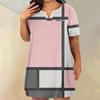 Женские платья больших размеров с V-образным вырезом и коротким рукавом, летнее повседневное однотонное платье-туника с карманом