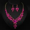 Jewelry Crystal Gemstones Flower Clavicle Necklace Earrings Set Dress Women'S Banquet Accessories