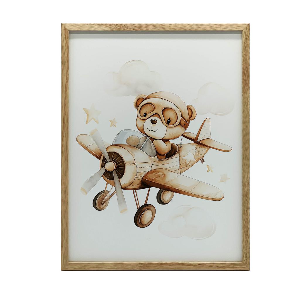 Plakat Latajacy Miś Plakat Latajacy Miś, 50X70 Cm, Rama Drewniana Jasny Dąb, Papier Matowy 230 Gsm