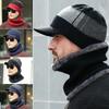 Men'S Winter Warm Hat Knitted Sun Visor Wool Lined Winter Knitted Hat Ear Cap