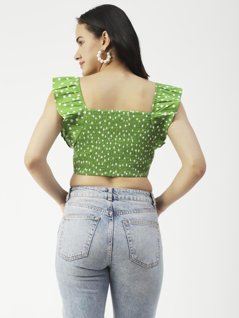 Moomaya Женский укороченный топ, квадратный вырез, рукава-крылышки, короткий хлопковый топ