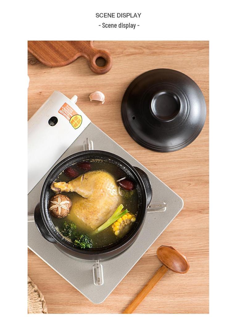 Черная керамическая корейская кастрюля в форме барабана: Керамическая кастрюля для тушения, устойчивая к высоким температурам, для домашнего и коммерческого использования