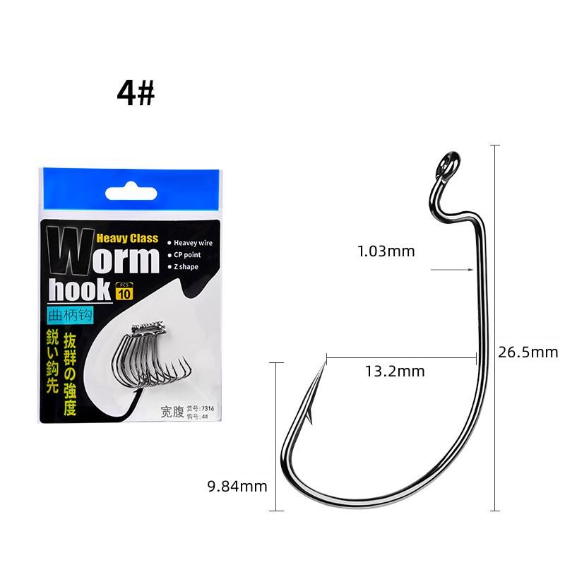 Усовершенствованный крючок с широким животом, 10 шт./пакет, тонкий рыболовный крючок для мягкой наживки, набор мягких крючков для насекомых Texas Fishing Group