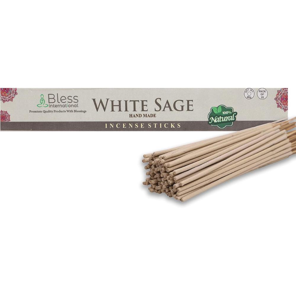 Благовония Bless-White-Sage-Incense-Sticks 100%-Natural-Handmade-Hand-Omked-Incense-Sticks Organic-Free-Chemicals-for-Purification-Relaxation-Positivity