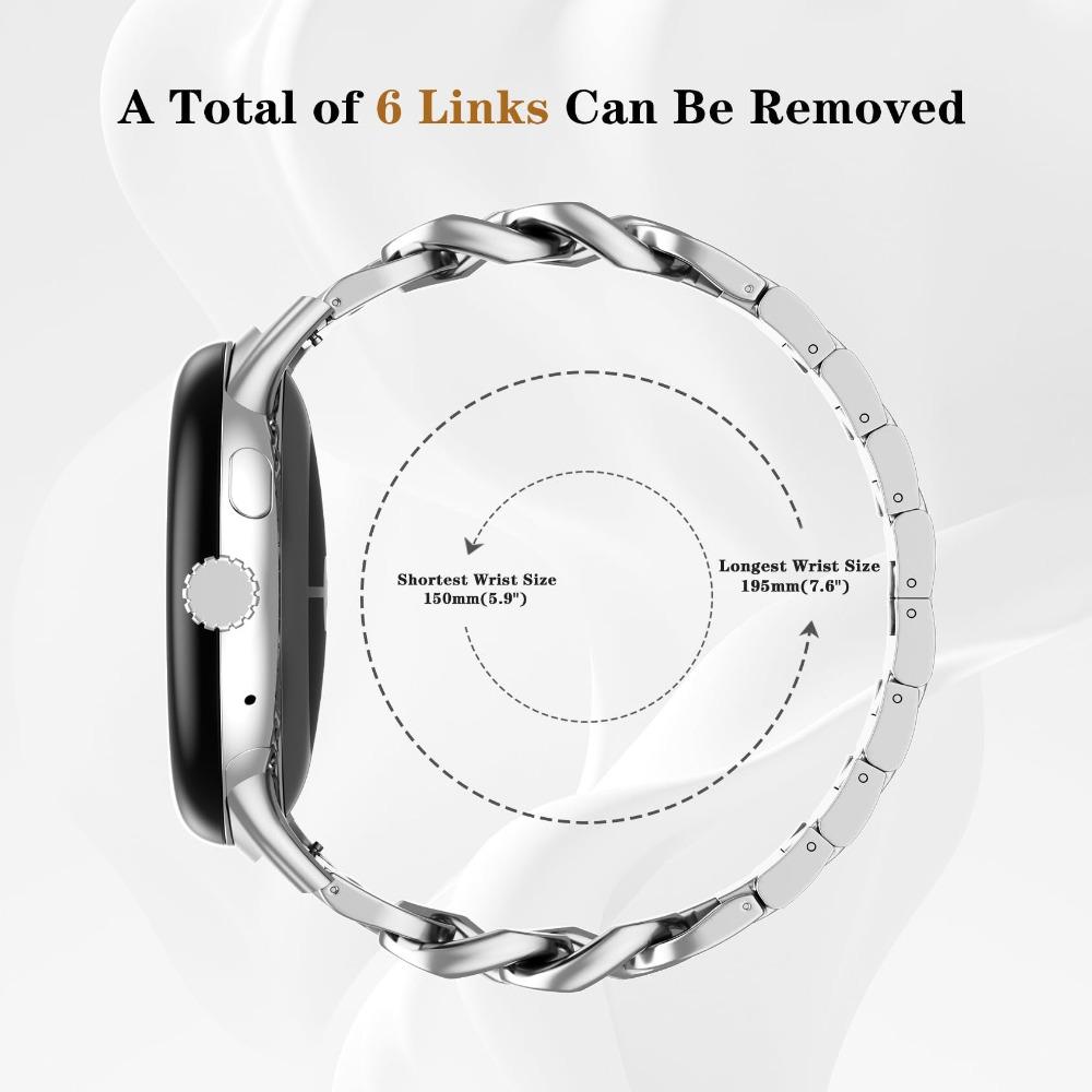 Стильный металлический ремешок-цепочка из нержавеющей стали для Google Pixel Watch 3 4 45 мм Регулируемый браслет Ремешок для часов Для Google Pixel Watch 1 2 3 4 41 мм