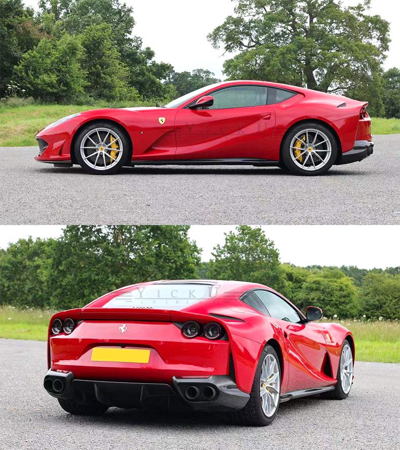 Комплект карбонового обвеса для Ferrari 812: Передний/Задний сплиттер, Углы бампера, Задний диффузор, Моторный отсек, Салон