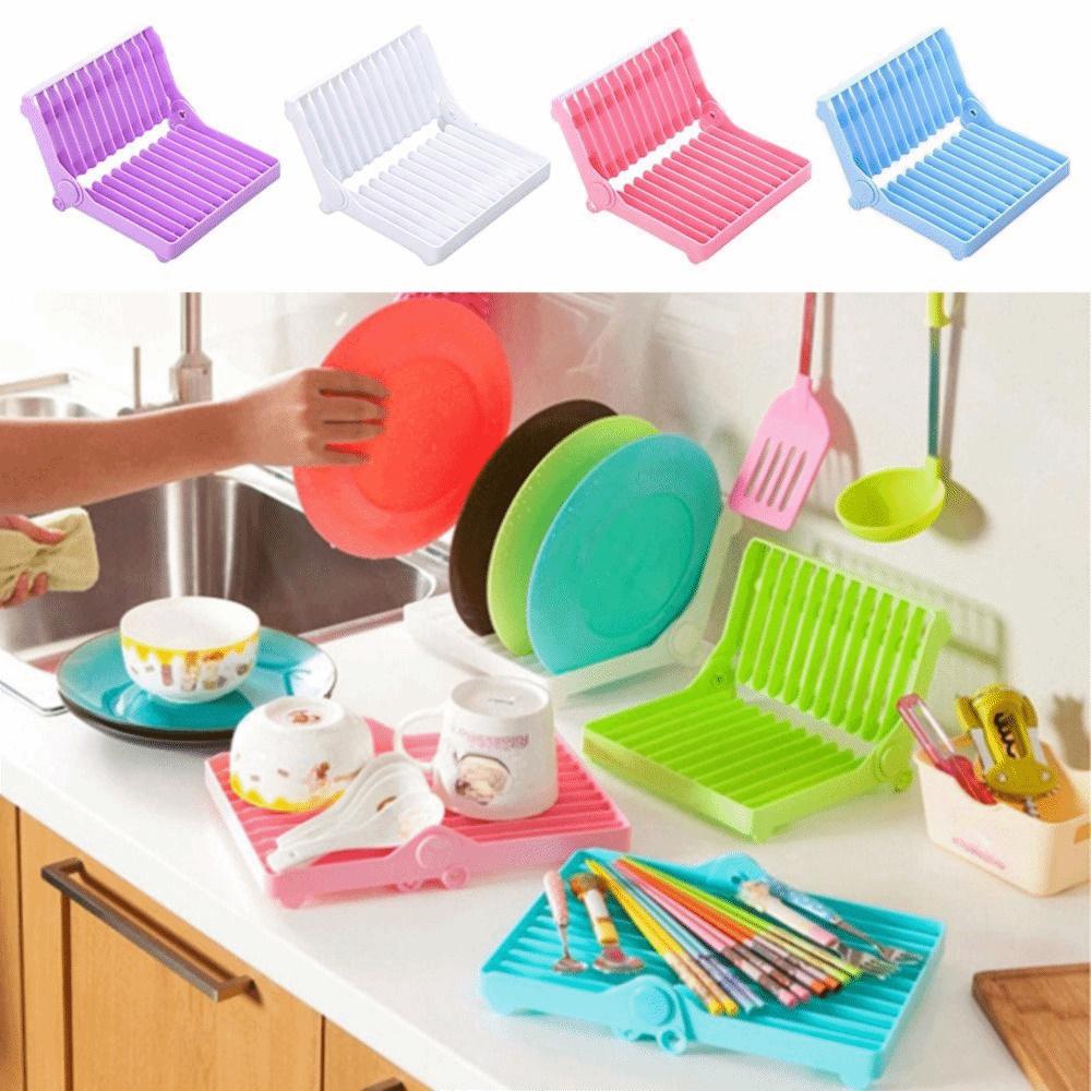 Multicolor Dish Drying Rack Foldable Design Kitchen Drainer Storage Holder  Kitchen Organization