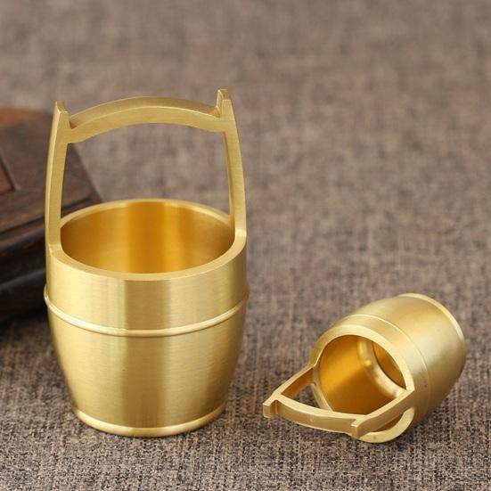 Lustrous Bucket Ornament Creative Long Lasting Decorative Brass A of Golden To Attract Wealth