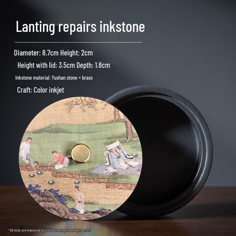 Non-Drying Inkstone: Ceramic Moisturizing Ink Dish with Lid, Multifunctional Ink Grinder and Pen Rest.