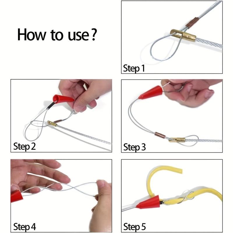 11' Fiberglass Running Electrical Wire Cable Pulling Fish Tape Kit with 5 Different Attachments & Fish Tape Tool in a Case