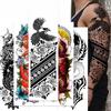 Full Arm Tattoo Sticker Full Arm, Big Picture Lion Tiger Wolf Animal Big Flower Arm Tattoo Sticker