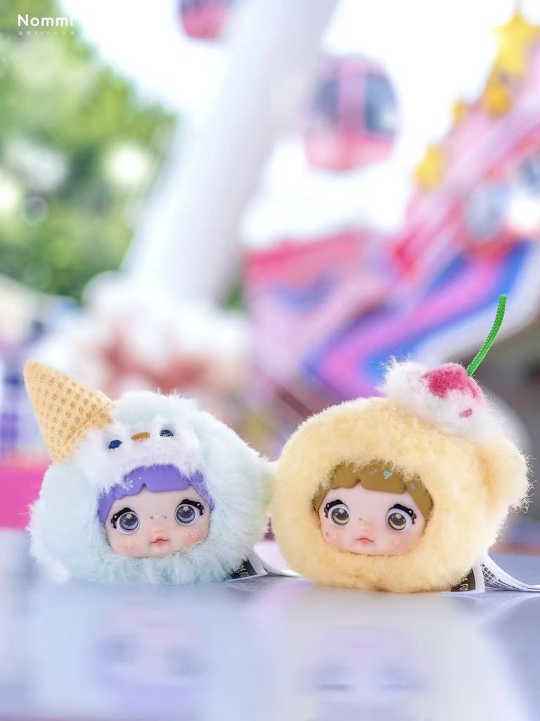 Nommi Series Plush Blind Box Cute Small Animal Design with Three Pupil Fluffy Long and Sweets Theme 9 Types Standard 1 Secret Type Keychain Soothing