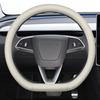 Genuine Leather Steering Wheel Cover Tesla Model 3 Y 38cm Diameter Sport Style Universal Fit