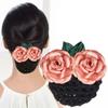 Hair Headdress Flower Hair Bun Holder Covers Barrette with Net  for Banks Hotels Staff