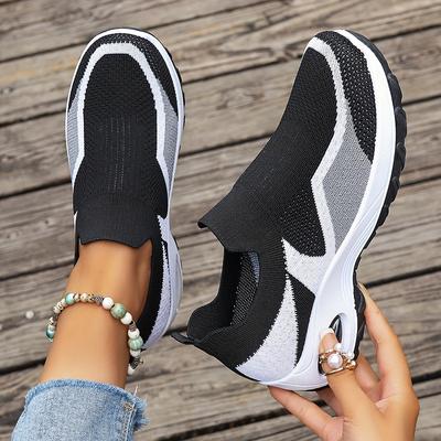 Женские цветные кроссовки на воздушной подушке с платформой, модные, летающие, тканые, легкие, дышащие, повседневные, нескользящие, удобные, кроссовки для бега