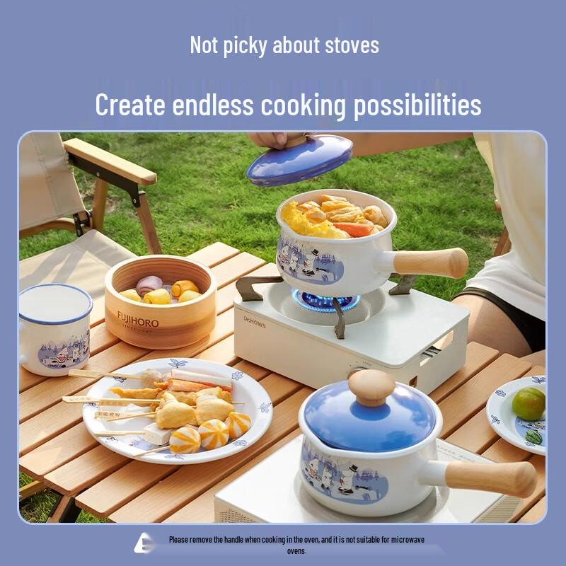 FUJIHORO Moomin Серия «Рыбалка» 20 см Эмалированная кастрюля с двумя ручками для супа