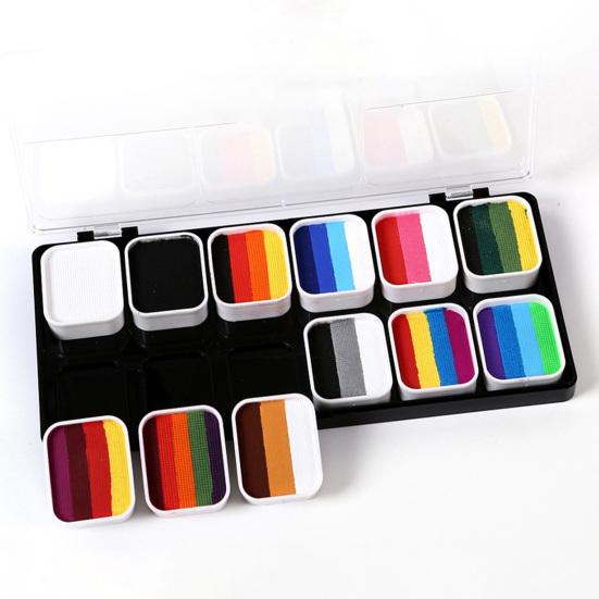 Набор красок для лица на водной основе, профессиональная масляная палитра для краски для тела с 2 ручками, набор для макияжа на Хэллоуин, для взрослых и детей