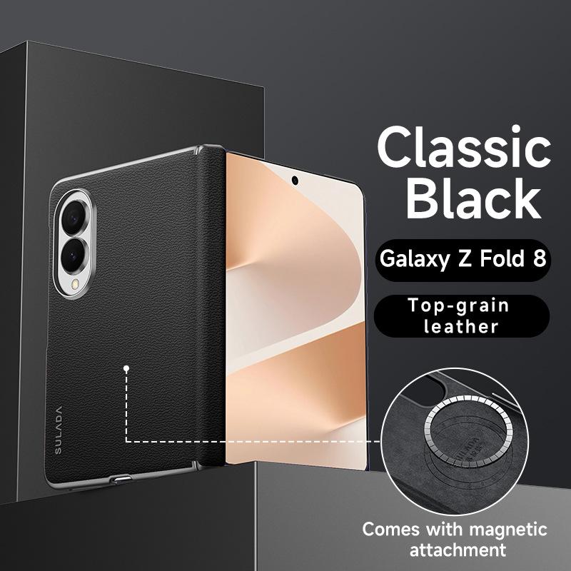 Luxury 100% Genuine Leather Magnetic Case for Samsung Galaxy Z Fold8 Z Fold 8 Ultra MagSafe Wireless Hinge Cowhide Back Cover