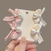Trendy Bowknot Hair Clips Elegant Bangs Pearl Clips Sweet Bow Pearl  Hairpin  Girl