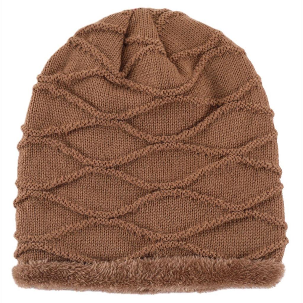 Autumn Winter Pleated Plush Women's Pullover Knitted Wool Wavy Moon Ear Protection Hat EMA