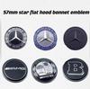 FGO2  57mm Star Flat Hood Bonnet Logo Emblem Badge For Mercedes Benz W204 W124 W201 W202 W212 W220 W205 automobile Accessorie
