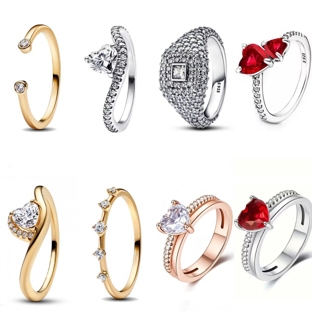 Hot Sale 925 Silver Trinkets Rings Zircon Quadrate Double Heart for Women Original Silver 925 Valentine's Day Ring Jewelry Gift