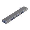 Прямоугольные USB-хабы из алюминиевого сплава, 4 порта USB 3.0 Type C и USB 2.0, Экономия места, Организация рабочего стола, Plug and Play