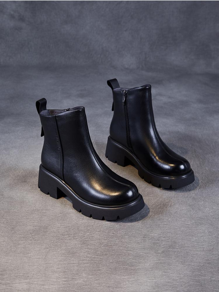 Johnature Короткие ботинки из натуральной кожи с толстой подошвой и шерстяной подкладкой, женские теплые зимние хлопковые ботинки